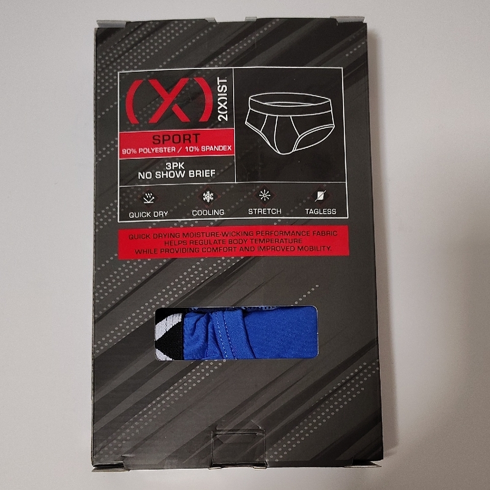 2xist Sport No Show Briefs 3-Pack - Navy Blue and Blue Size 28-30 - Picture 3 of 9